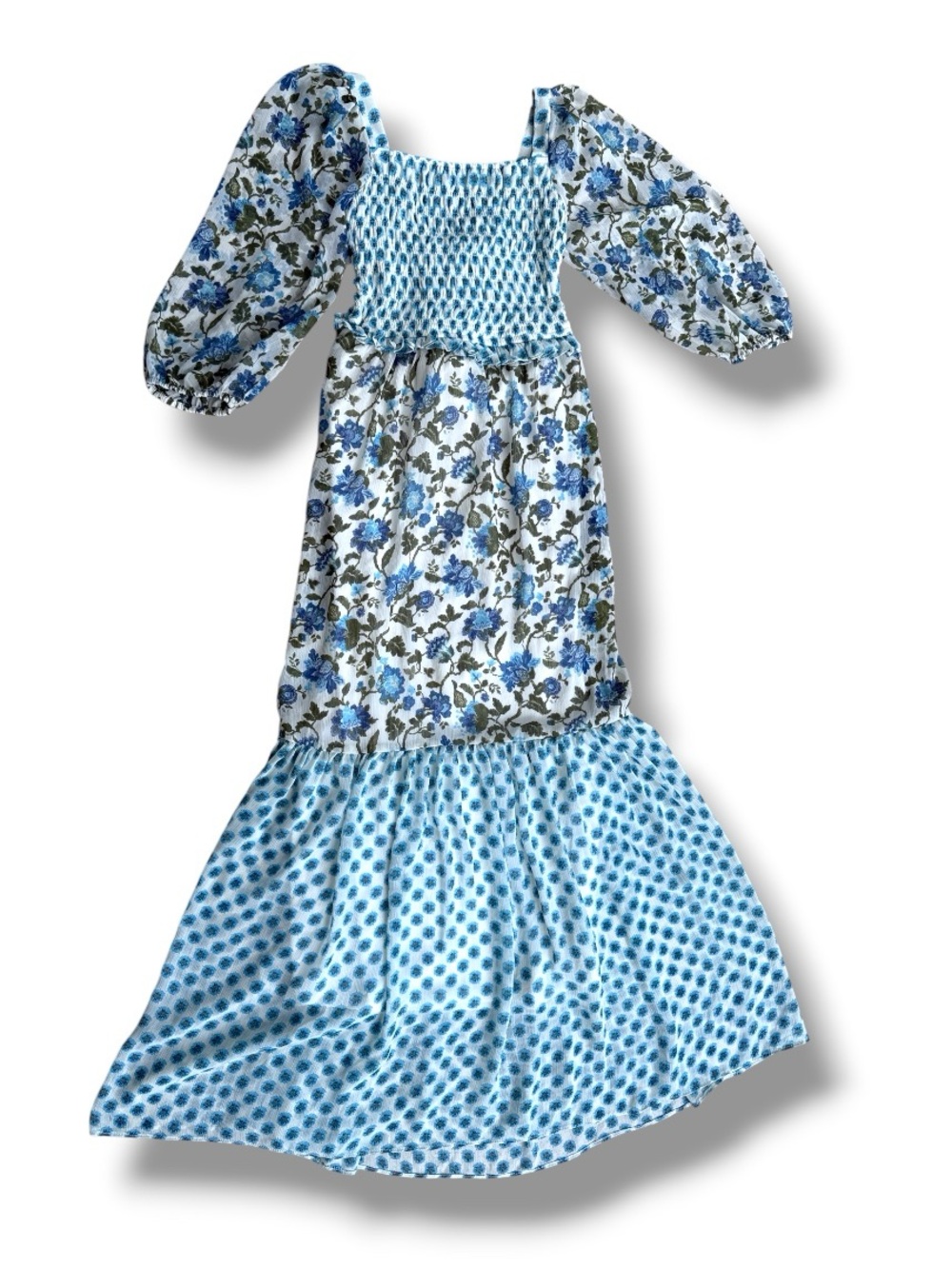 Taylor Tie-Back Maxi Dress in Mixed Blue Floral Prints Size 2 - Picture 1 of 15